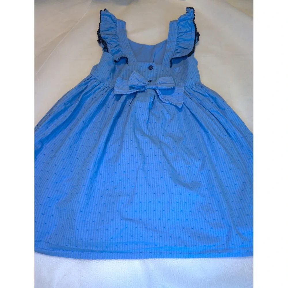 Sigrid Olsen Girls Blue Swiss Dot Ruffle Bow Back Party Dress Size 6 AG2.C1085